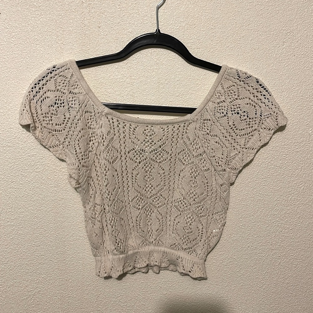 Cute tan See though blouse | Freshmen 1996